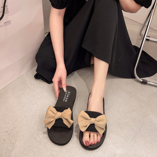 Jauna modeļa čības ar lenti un plakanu zoli sievietēm