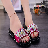 Sieviešu čības ar plakanām zolēm un pērlēm četrās krāsās