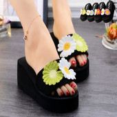 Modernas čības ar 3D ziediem un platformu 6,5 cm