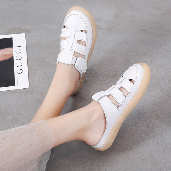 Γυναικείες έκο δερμάτινες παντόφλες με velcro