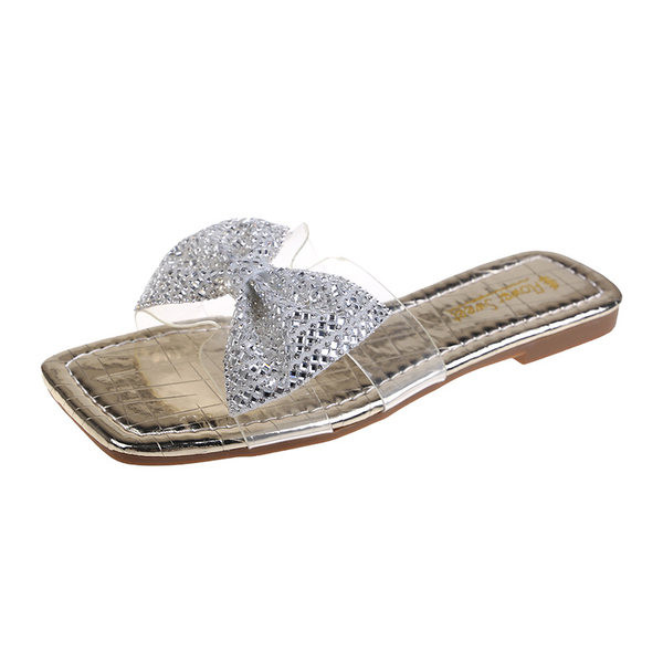 Papuci casual dama cu talpa plata si panglica