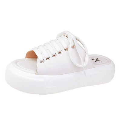 Καθημερινές  γυναικείες παντόφλες με επίπεδη σόλα και κορδόνια