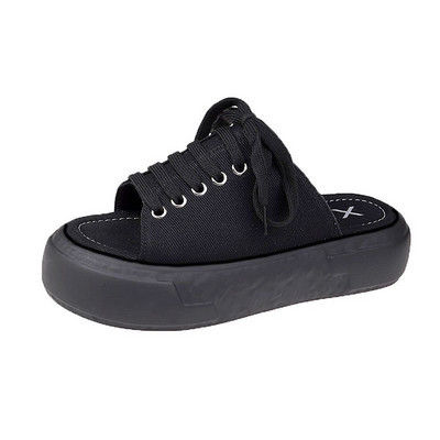 Καθημερινές  γυναικείες παντόφλες με επίπεδη σόλα και κορδόνια