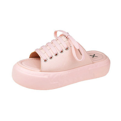 Καθημερινές  γυναικείες παντόφλες με επίπεδη σόλα και κορδόνια