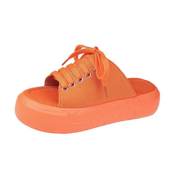 Καθημερινές  γυναικείες παντόφλες με επίπεδη σόλα και κορδόνια