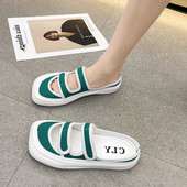 Ikdienas sieviešu čības ar velcro un plakanu zoli