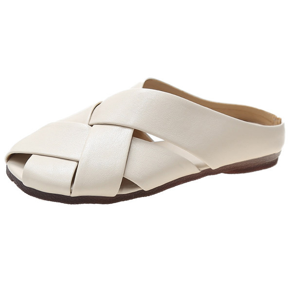 Sieviešu čības no eko ādas - ar plakanu zoli