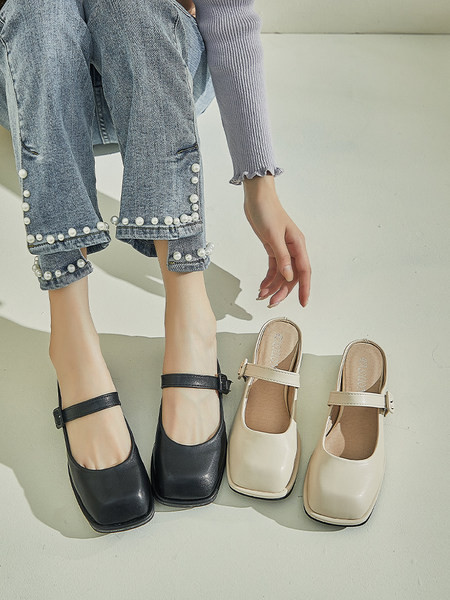 Slēgtas čības no eko ādas ar sprādzi