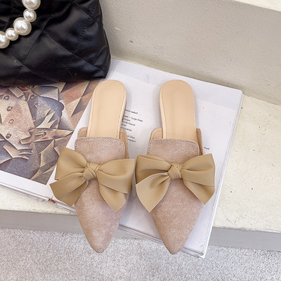 Γυναικείες κλειστές παντόφλες με κορδέλα