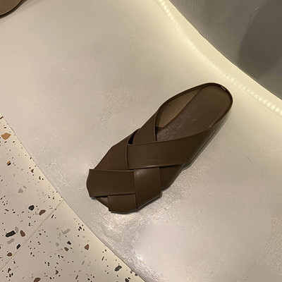 Γυναικείες casual παντόφλες από έκο  δέρμα με επίπεδη σόλα