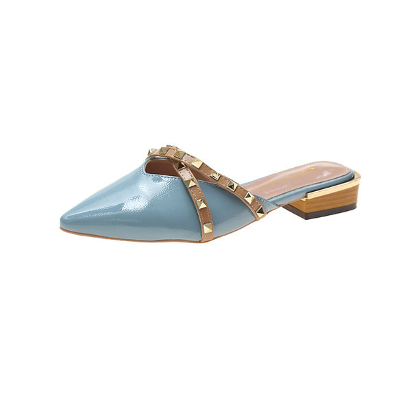 Smaila modeļa lakādas čības ar metāla dambreti