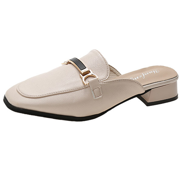 Sieviešu ādas čības ar metāla apdari - divās krāsās