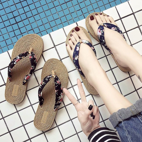 Νέο μοντέλο casual γυναικείες παντόφλες με μοτίβα λουλουδιών