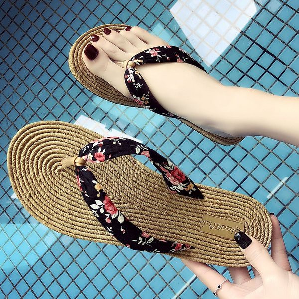 Νέο μοντέλο casual γυναικείες παντόφλες με μοτίβα λουλουδιών