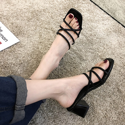 Stilīgas sieviešu čības vienkāršs modelis ar 6 cm papēdi