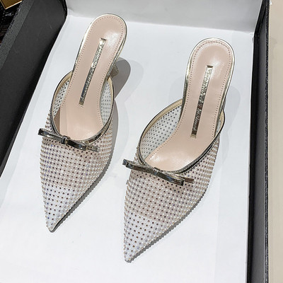 Γυναικείες παντόφλες μυτερό μοντέλο με τακούνι 7 cm