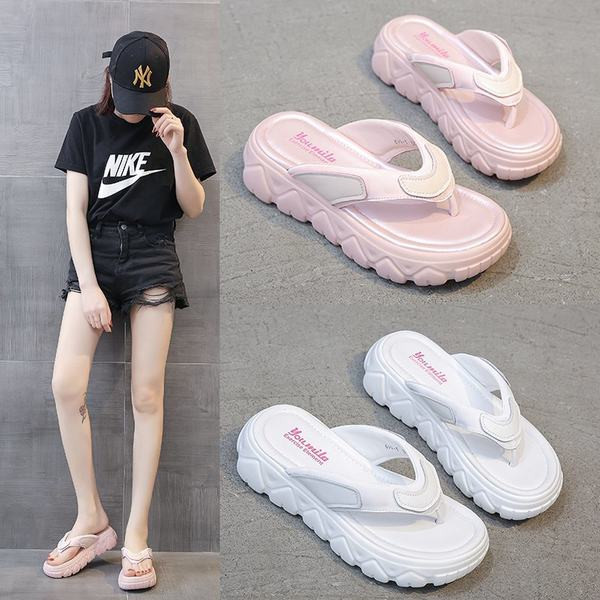 Papuci casual dama intre degete cu platforma de 5 cm