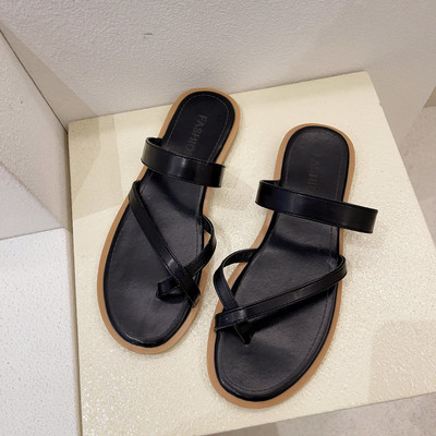 Papuci casual din imitație de piele cu bretele subțiri