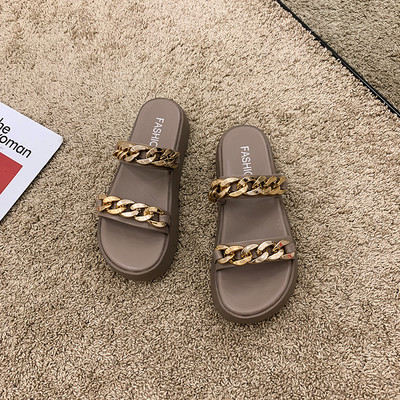 Stilīgas sieviešu čības ar augstu plakanu zoli un sprādzi