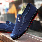 Model nou de mocasini barbati din denim cu broderie