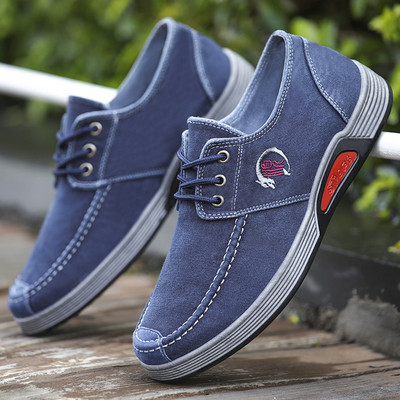 Model nou de mocasini barbati din denim cu broderie