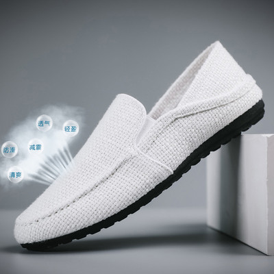 Ανδρικά στρογγυλεμένα αναπνεύσιμα μοκασίνια με επίπεδη σόλα