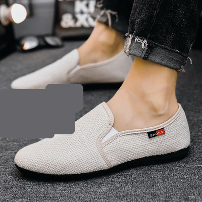 Ανδρικά στρογγυλεμένα αναπνεύσιμα μοκασίνια με επίπεδη σόλα