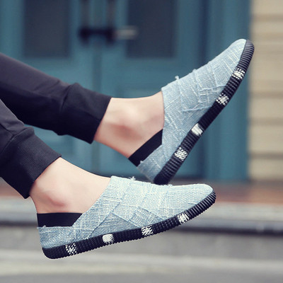 Ανδρικά μοκασίνια casual από υφάσματα με επίπεδη σόλα - διάφορα μοντέλα