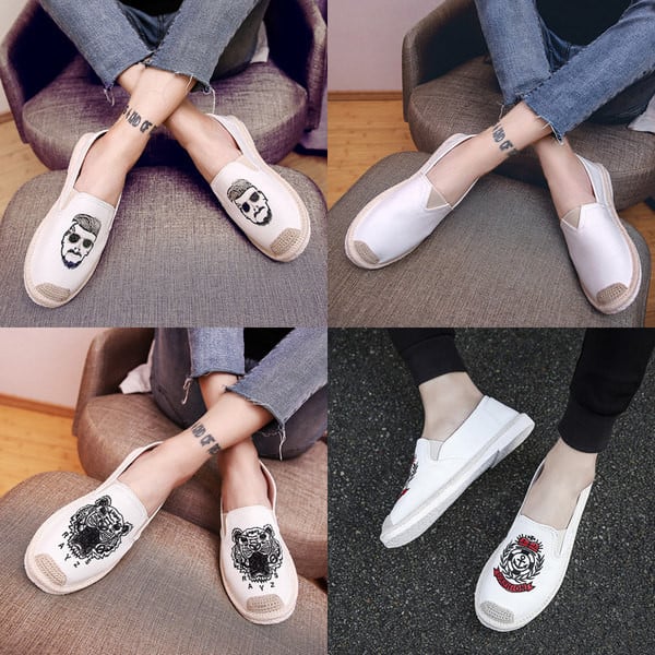 Ανδρικά μοκασίνια με επίπεδη σόλα και κέντημα - δύο χρώματα