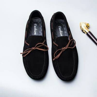 Mocasini de primavara model nou din piele intoarsa eco cu sireturi