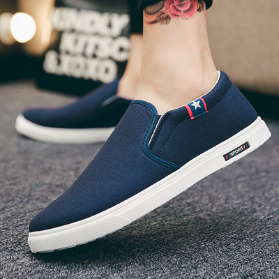 Mocasini casual respirabili cu aplicație și inscripție pentru bărbați