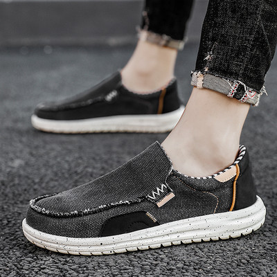 Ανδρικά μοκασίνια καμβά με επίπεδη σόλα σε τρία χρώματα