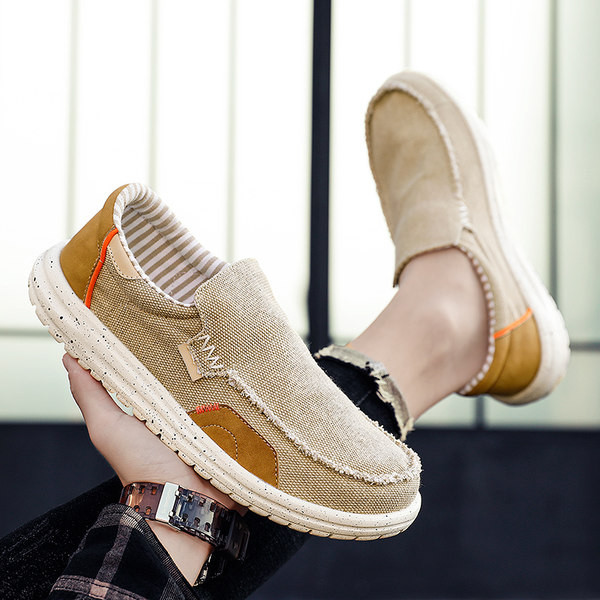 Ανδρικά μοκασίνια καμβά με επίπεδη σόλα σε τρία χρώματα