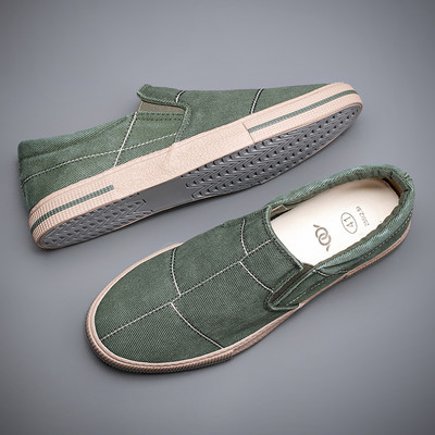 Νέο μοντέλο ανδρικά μοκασίνια από ύφασμα με επίπεδη σόλα σε διάφορα χρώματα
