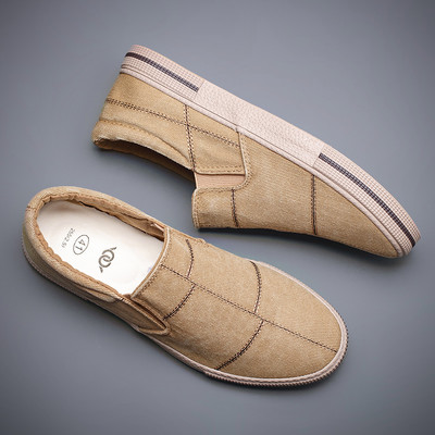 Νέο μοντέλο ανδρικά μοκασίνια από ύφασμα με επίπεδη σόλα σε διάφορα χρώματα