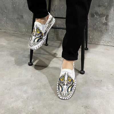 Νέο μοντέλο ανδρικά υφασμάτινα μοκασίνια με επίπεδη σόλα - διάφορα μοντέλα