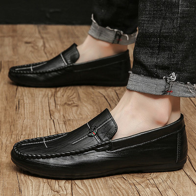 Έκο δερμάτινα μοκασίνια με ελαστικό για άνδρες