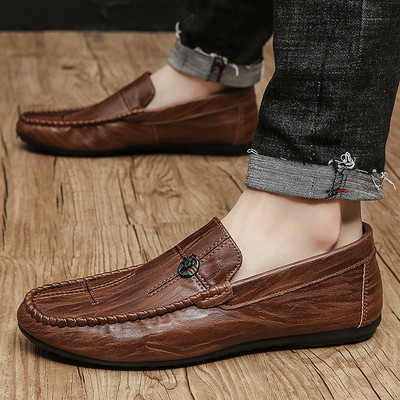 Έκο δερμάτινα μοκασίνια με ελαστικό για άνδρες