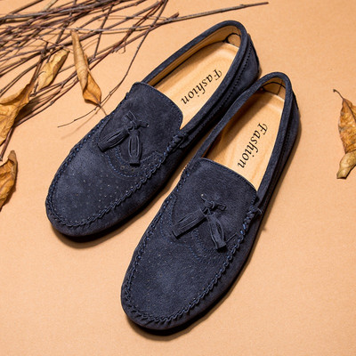 Ανδρικά μοκασίνια από οικολογικό σουέτ με φούντα