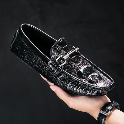 Ανδρικά μοκασίνια με μεταλλικό στοιχείο - οικολογικό δέρμα