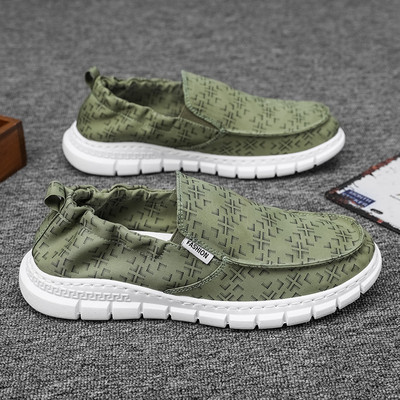 Ανδρικά υφαντικά μοκασίνια με τραχιά σόλα και επιγραφή