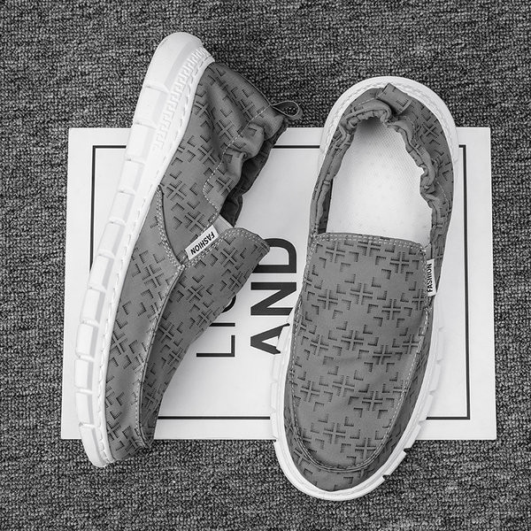 Ανδρικά υφαντικά μοκασίνια με τραχιά σόλα και επιγραφή