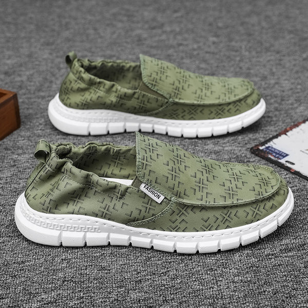 Ανδρικά υφαντικά μοκασίνια με τραχιά σόλα και επιγραφή