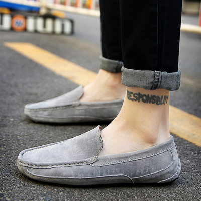 Ανδρικά έκο δερμάτινα μοκασίνια με κορδόνια και μεταλλικό στοιχείο