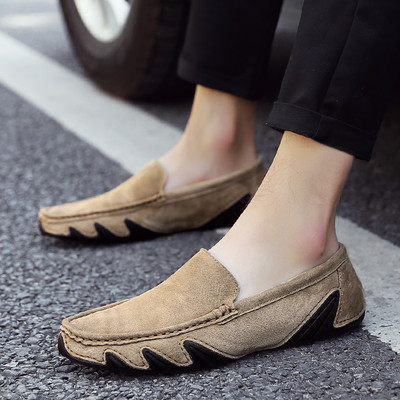 Ανδρικά έκο δερμάτινα μοκασίνια με κορδόνια και μεταλλικό στοιχείο