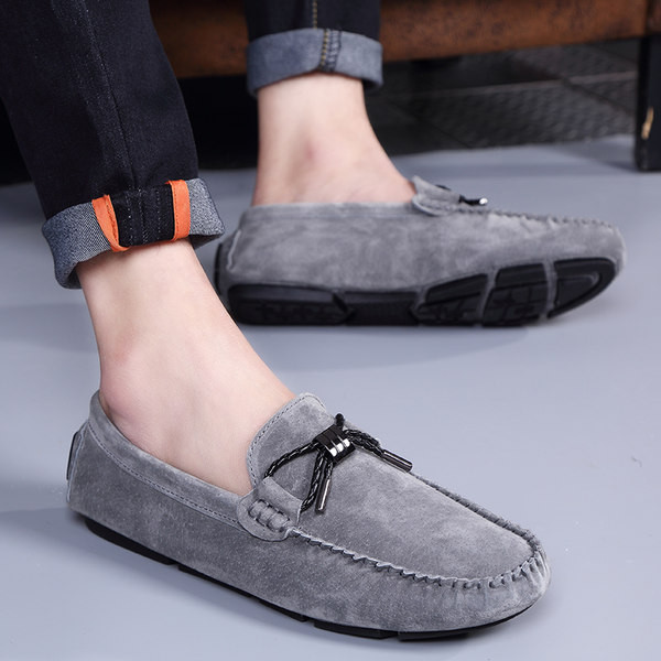 Ανδρικά έκο δερμάτινα μοκασίνια με κορδόνια και μεταλλικό στοιχείο