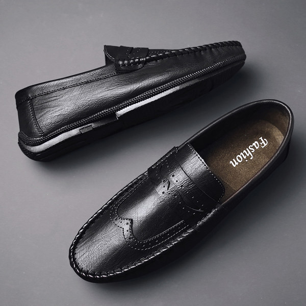 Jauns eko ādas mokasīnu modelis melnā un brūnā krāsā