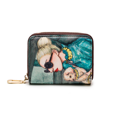 Γυναικείο μίνι πορτοφόλι με φερμουάρ και εφαρμογές