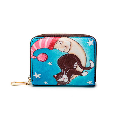 Γυναικείο μίνι πορτοφόλι με φερμουάρ και εφαρμογές