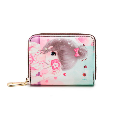 Γυναικείο μίνι πορτοφόλι με φερμουάρ και εφαρμογές